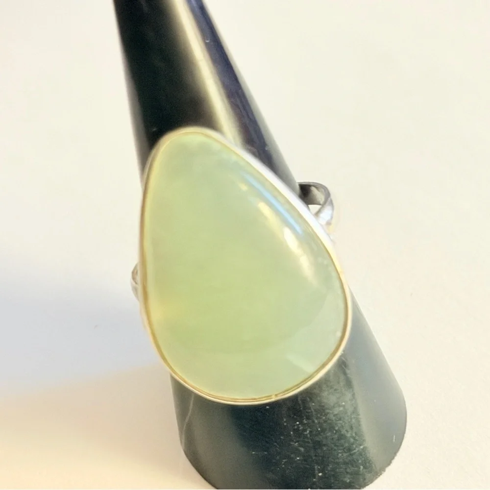New Aventurine Elegant Green Quartz 925 Sterling Silver Tear Drop Artisan Ring